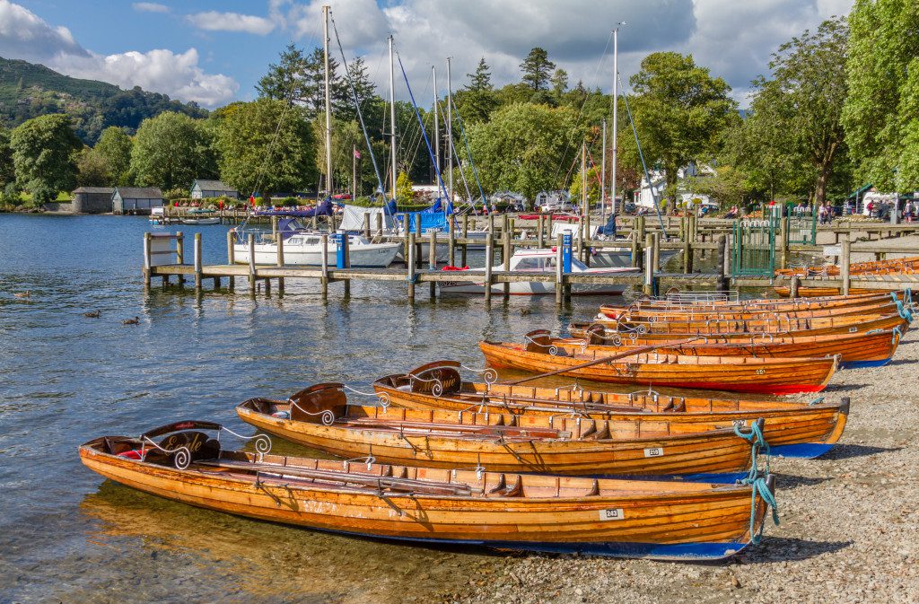 Rowing boats in Ambleside on Lake Windermere