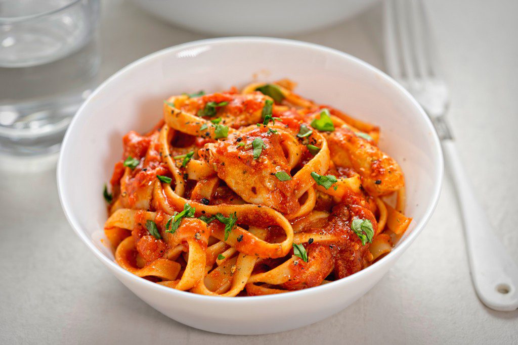 Chicken tagliatelle in creamy tomato sauce