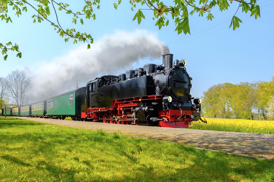 Steam train in the countryside