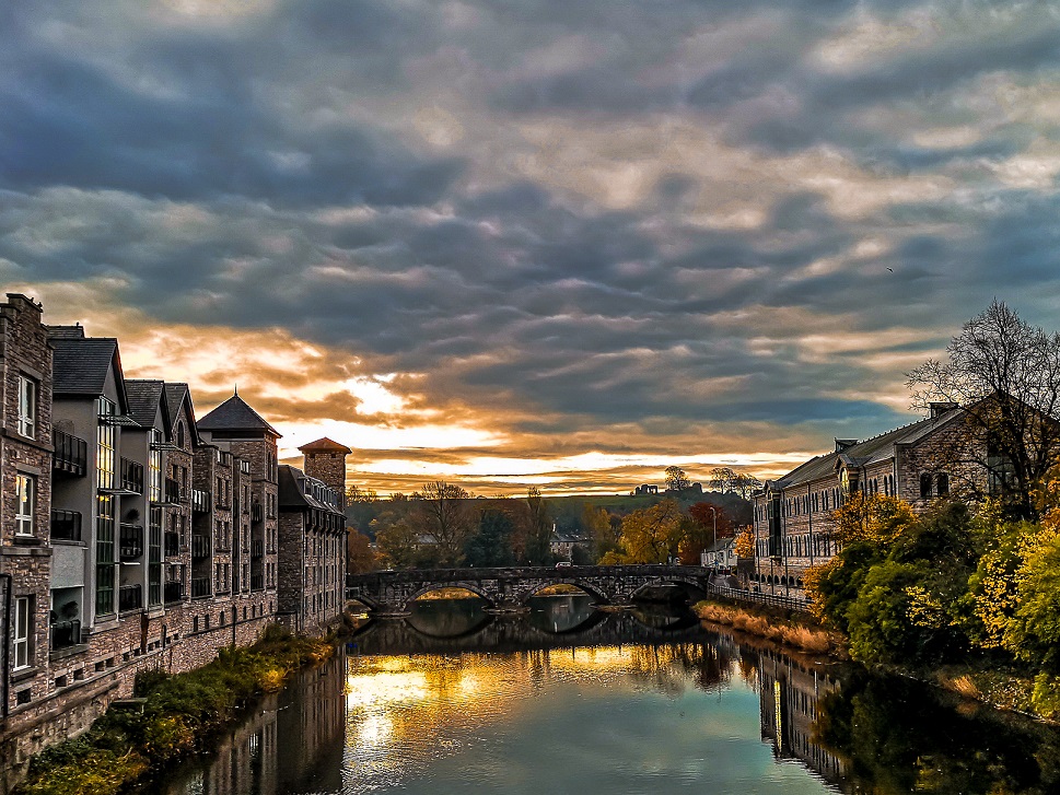 Sunrise coming up over Kendal