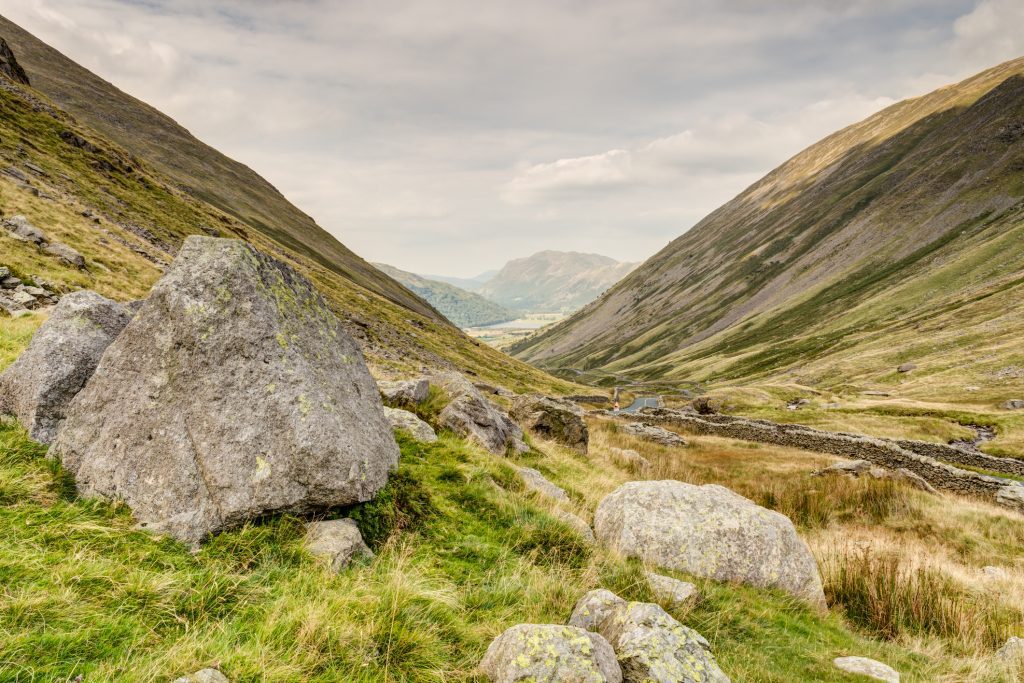 Kirkstone Pass in the Lake District looking north towards Ullswater