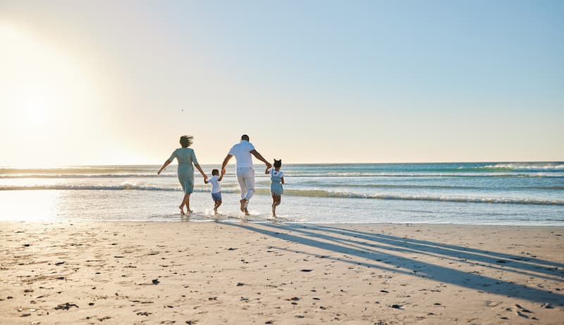 family by the seaside